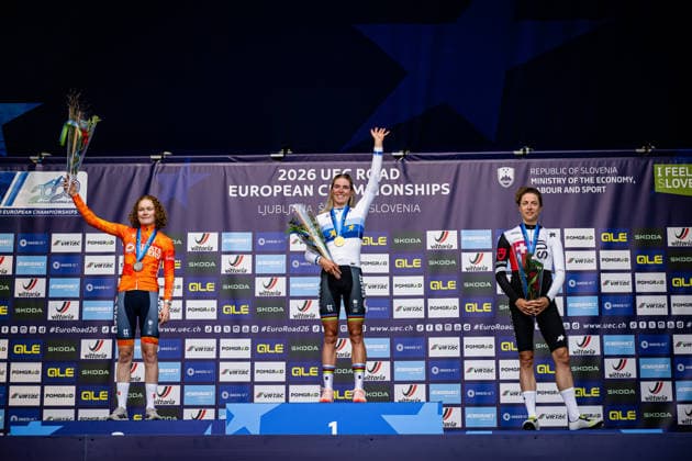 PIETERSE Puck, VOLLERING Demi UEC Road Cycling European Championships Ljubljana 2026 PIETERSE Puck NED Netherlands Second Place VOLLERING Demi NED Netherlands Winner First Place REUSSER Marlen SUI Switzerland Third Place Award Ceremony Medal Ceremony Podium Landscape Format Event UEC Road Cycling European Championships 2026 Ljubljana Category: Cycling Road Cycling European Championships Road Race Elite Women Location: Europe, Slovenia, Sencur (äencur) Discipline: Road Race (RR) Distance: 129.9 km Date: October 3, 2026 (Saturday), Day 2