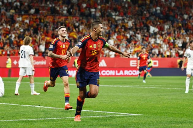 Rodri (ESP), OCTOBER 3, 2026 - Football Soccer : Rodri celebrate after his goal during UEFA Nations League group stage for final tournament Group A3 Matchday 3 between Spain - Czech Republic at the Estadio Carlos Tartiere in Oviedo, Spain. Noxthirdxpartyxsales  aflo_353069300 MutsuxKawamorix