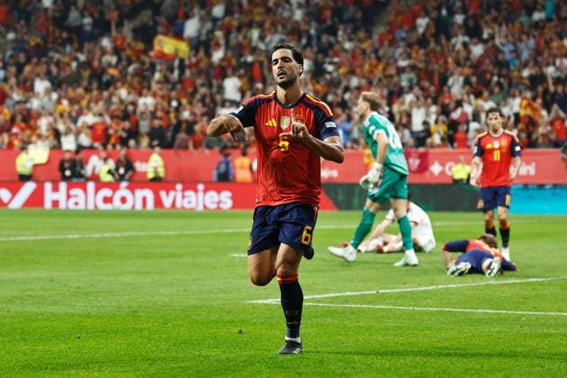 Mikel Merino (ESP), OCTOBER 3, 2026 - Football Soccer : Merino celebrate after his goal during UEFA Nations League group stage for final tournament Group A3 Matchday 3 between Spain - Czech Republic at the Estadio Carlos Tartiere in Oviedo, Spain. Noxthirdxpartyxsales  aflo_353069890 MutsuxKawamorix