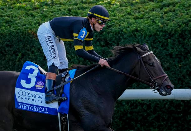 October 3, 2026, Lexington, Ky, USA: Rhetorical (3) ridden by Irad Ortiz, Jr. wins the Coolmore Turf Mile Stakes (Grade 1) at Keeneland in Lexington, Kentucky on October 3, 2026. Eclipse Sportswire CSM Lexington USA - ZUMAcs17 20261003_faf_cs17_138 Copyright: xJessicaxMorganx