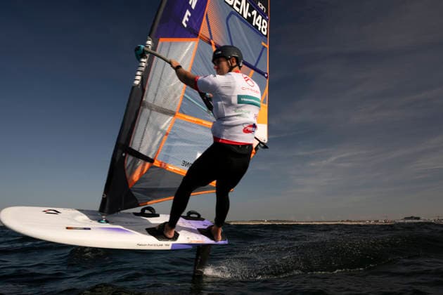 PWA Citroën World Windsurfing Tour Sylt 2026 Day 8 Slalom Foil Men Sylt Westerland, October 3, 2026 Kasper Nielsen Slalom Foil Men, Denmark, DEN 148 PWA Citroën World Windsurfing Tour Sylt 2026 Day 8 Slalom Foil Men on October 3, 2026, off Brandenburger Beach, motorboat on Sylt, Westerland, Germany Copyright: xBEAUTIFULxSPORTS AndreasxDickx