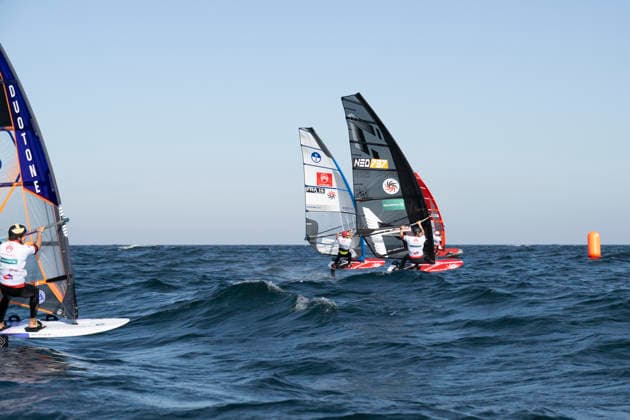 PWA Citroën World Windsurfing Tour Sylt 2026 Day 8 Slalom Foil Men Sylt Westerland, October 3, 2026 Pierre Mortefon Slalom Foil Men, France, F 14 Bob van de Burgt Slalom Foil Men, Netherlands, NED 737 PWA Citroën World Windsurfing Tour Sylt 2026 Day 8 Slalom Foil Men on October 3, 2026, off Brandenburger Beach, motorboat on Sylt, Westerland, Germany Copyright: xBEAUTIFULxSPORTS AndreasxDickx