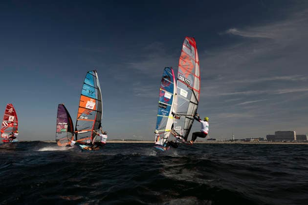PWA Citroën World Windsurfing Tour Sylt 2026, Day 8: Slalom Foil Men, Sylt Westerland, October 3, 2026, Pierre Macquaert, Slalom Foil Men, France, FRA 945 Bruno Martini, Slalom Foil Men, Italy, ITA 160 Sem Stroosma, Slalom Foil Men, Argentina, NED 450 Noah Vinther Slalom Foil Men, Denmark, DEN 7777 PWA Citroën World Windsurfing Tour Sylt 2026 Day 8 Slalom Foil Men on October 3, 2026, off Brandenburger Beach, motorboat on Sylt, Westerland, Germany Copyright: xBEAUTIFULxSPORTS AndreasxDickx