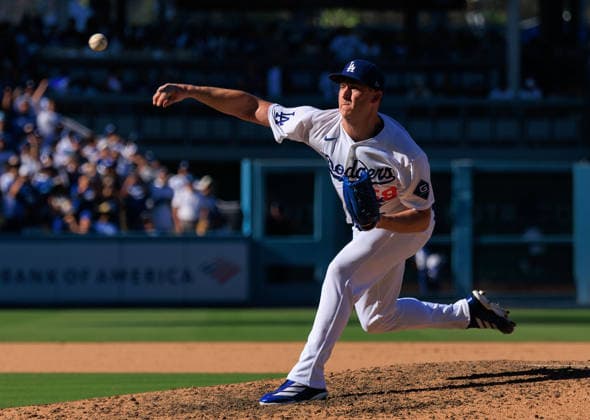October 3, 2026, Los Angeles, California, USA: Closer Evan Phillips 59 of the Los Angeles Dodgers during a NLDS Game 1 against the Atlanta Braves on Saturday October 3, 2026 at Dodger Stadium in Los Angeles, California. JAVIER ROJAS PI Los Angeles USA - ZUMAp124 20261003_zaa_p124_019 Copyright: xJavierxRojasx