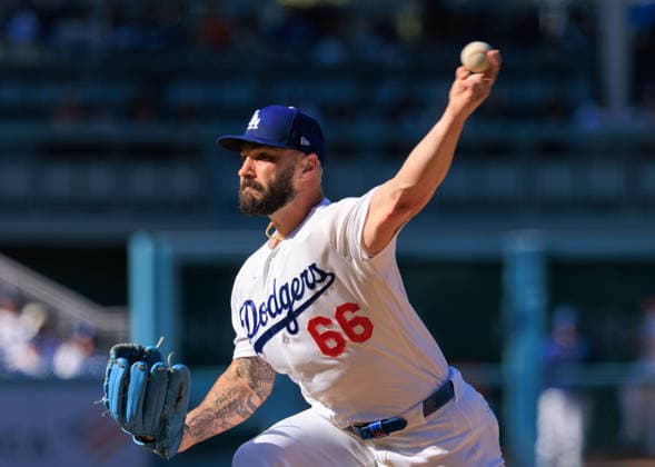 October 3, 2026, Los Angeles, California, USA: Relief pitcher, Tanner Scott 66 of the Los Angeles Dodgers during a NLDS Game 1 against the Atlanta Braves on Saturday October 3, 2026 at Dodger Stadium in Los Angeles, California. JAVIER ROJAS PI Dodgers Vs. Braves NLDS - Game 1  - ZUMAp124 20261003_zaa_p124_017 Copyright: xJavierxRojasx