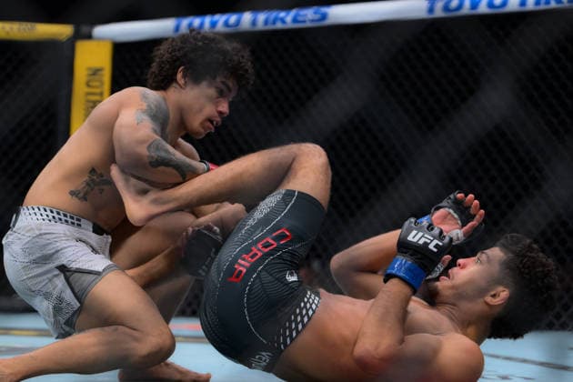 October 3, 2026, Salt Lake City, Utah, USA: IMANOL RODRIGUEZ defeated ALDEN CORIA by TKO (body kick) at 3:11 of Round 1 during UFC 332 at the Delta Arena in Utah. UFC 332: Imanol Rodriguez Defeated Alden Coria By TKO.  - ZUMAo117 20261003_zsp_o117_078 Copyright: xMikaelxOnax