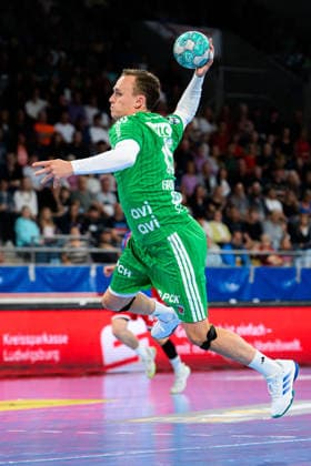 Bietigheim HBL 26 27 SG BBM Bietigheim Fuechse Berlin Tobias Grondahl Berlin Bietigheim Bissingen Egetrans Arena Baden-Württemberg Germany