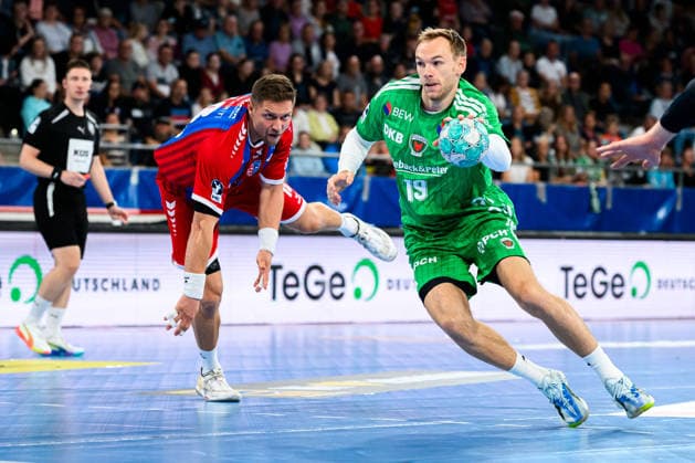 Bietigheim HBL 26 27 SG BBM Bietigheim Fuechse Berlin Mathias Gidsel Berlin Bietigheim Bissingen Egetrans Arena Baden-Württemberg Germany