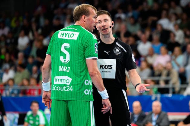 Bietigheim HBL 26 27 SG BBM Bietigheim Fuechse Berlin Max Darj Berlin, Referee Marvin Cesnik Bietigheim Bissingen Egetrans Arena Baden-Württemberg Germany