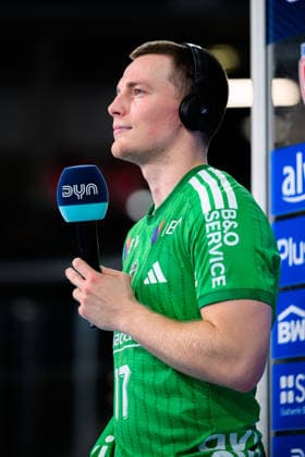 Bietigheim HBL 26 27 SG BBM Bietigheim Fuechse Berlin Nils Lichtlein Berlin in a DYN interview Bietigheim Bissingen Egetrans Arena Baden-Württemberg Germany