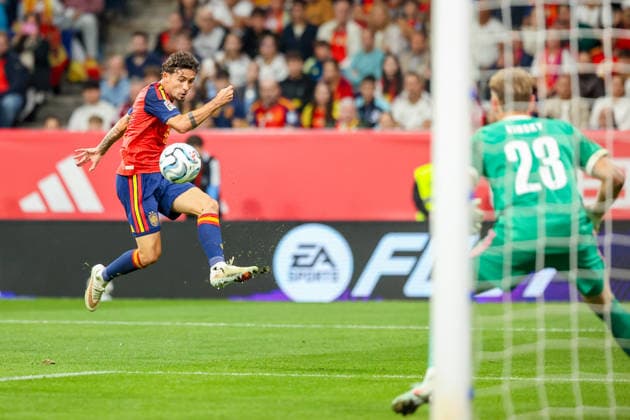 3rd October 2026; Carlos Tartiere Stadium, Oviedo, Spain; UEFA Nations League Football, Spain versus Czech Republic; Spain 11 Yeremy Pino on attack AmandaxMcMaster