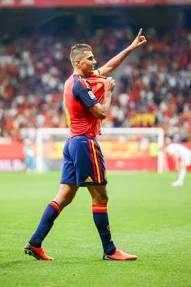 3rd October 2026; Carlos Tartiere Stadium, Oviedo, Spain; UEFA Nations League Football, Spain versus Czech Republic; Spain 6 Rodri celebrates after Spain& x2019;s second goal AmandaxMcMaster