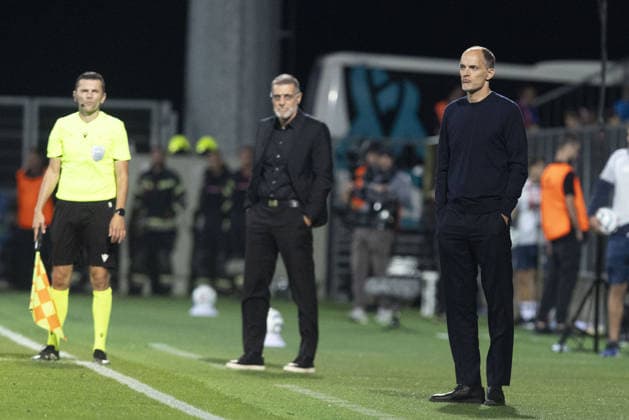 Croatia v England - UEFA Nations League RIJEKA, CROATIA - OCTOBER 03: Thomas Tuchel (R), manager of England looks on during their UEFA Nations League, League A, Group A3 soccer match at Stadion HNK Rijeka in Rijeka, Croatia on October 03, 2026. Stringer Anadolu Grad Zagreb Croatia. Editorial use only. Please get in touch for any other usage.  Copyright: x2026xAnadoluxStringerx