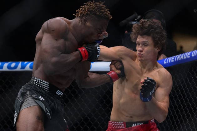 October 3, 2026, Salt Lake City, Utah, USA: ROMAN KOPYLOV defeated ATEBA GAUTIER by TKO (strikes) at 3:12 of Round 1 during UFC 332 at the Delta Arena in Utah. Salt Lake City USA - ZUMAo117 20261003_zsp_o117_095 Copyright: xMikaelxOnax