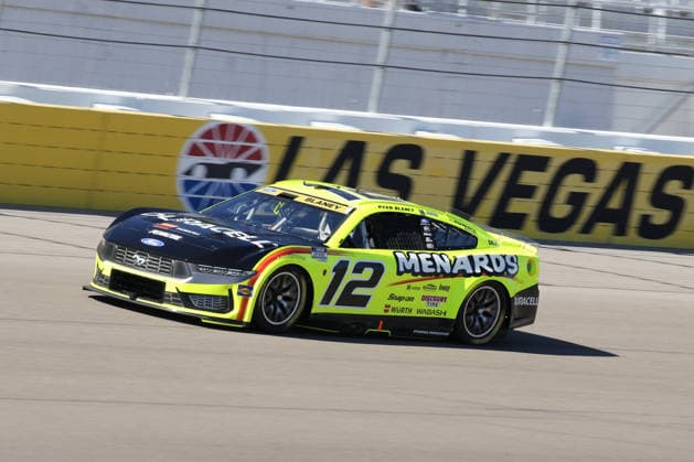 LAS VEGAS, CA - OCTOBER 03: Ryan Blaney ( 12 Team Penske Menards Duracell Ford) during practice for the South Point 400 NASCAR, Motorsport, USA Cup Series Playoffs race on October 3, 2026, at Las Vegas Motor Speedway in Las Vegas, NV. (Photo by Matthew Bolt LVMS Icon Sportswire) AUTO: OCT 03 NASCAR Cup Series Playoffs South Point 400 EDITORIAL USE ONLY Icon26100303935