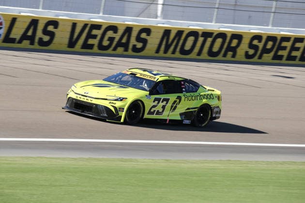 LAS VEGAS, CA - OCTOBER 03: Bubba Wallace ( 23 23XI Racing Robinhood Toyota) during qualifying for the South Point 400 NASCAR, Motorsport, USA Cup Series Playoffs race on October 3, 2026, at Las Vegas Motor Speedway in Las Vegas, NV. (Photo by Matthew Bolt LVMS Icon Sportswire) AUTO: OCT 03 NASCAR Cup Series Playoffs South Point 400 EDITORIAL USE ONLY Icon26100304671