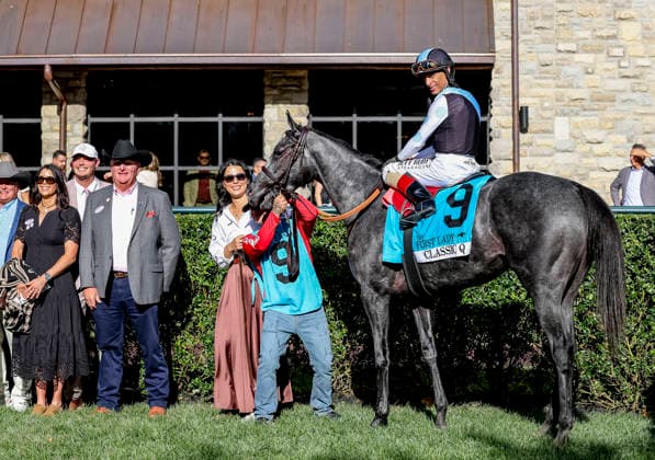 HORSE RACING 2026: Coolmore Turf Mile Day Keeneland OCT 03 October 3, 2026, Lexington, Ky, USA: Classic Q (9) ridden by John Velazquez wins the First Lady Stakes (Grade 1) at Keeneland in Lexington, Kentucky on October 3, 2026. Tim Sudduth Eclipse Sportswire CSM(Credit Image: Â Tim Sudduth Cal Media) Lexington Ky USA EDITORIAL USE ONLY Copyright: xx ZUMA-20261003_faf_cs17_270.jpg TimxSudduthx csmphotothree530210