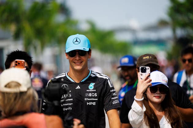4th October 2026; Sepang IC, Kuala Lumpur, Malaysia; Formula 1, Bahrain Grand Prix, Race Day; George Russell (63) of Great Britain and Mercedes-AMG PETRONAS Formula One Team StephenxBlackberry