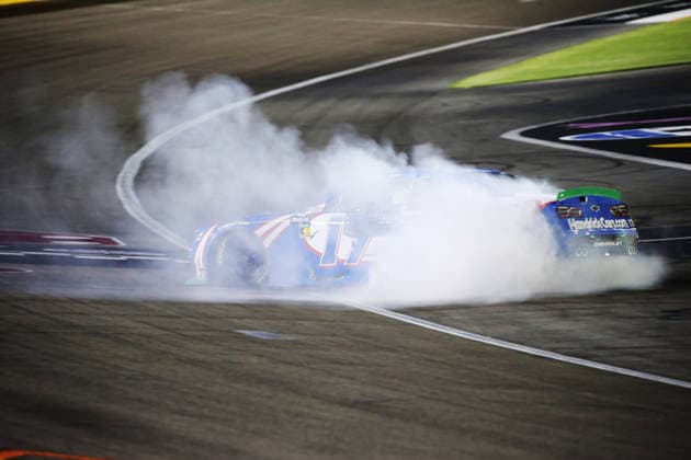 LAS VEGAS, NV - OCTOBER 03: Corey Day ( 17 Hendrick Motorsports HendrickCars.com Chevrolet) does a burnout after winning the NASCAR, Motorsport, USA O Reilly Auto Parts Series Focused Health 302 playoff race at Las Vegas Motor Speedway Saturday Oct. 3, 2026 in Las Vegas, Nevada. (Photo by Matthew Bolt Icon Sportswire) AUTO: OCT 03 NASCAR O™Reilly Auto Parts Series Focused Health 302 EDITORIAL USE ONLY Icon296000361821400