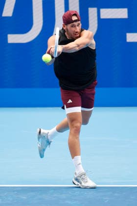 October 4, 2026, Tokyo, Japan: Kyrian Jacquet (France) returns a shot against Jaume Munar (Spain) during their Quarter-final match at the Kinoshita Group Japan Open Tennis Championships at Ariake Colosseum in Tokyo. The tournament runs from September 29 to October 6. Munar won 6-4, 6-2. Tennis 2026:Jaume Munar Battles Kyrian Jacquet In Japan Open - ZUMAm191 20261004_aap_m191_002 Copyright: xRodrigoxReyesxMarinx