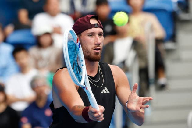 October 4, 2026, Tokyo, Japan: Kyrian Jacquet (France) returns a shot against Jaume Munar (Spain) during their Quarter-final match at the Kinoshita Group Japan Open Tennis Championships at Ariake Colosseum in Tokyo. The tournament runs from September 29 to October 6. Munar won 6-4, 6-2. Tennis 2026:Jaume Munar Battles Kyrian Jacquet In Japan Open - ZUMAm191 20261004_aap_m191_008 Copyright: xRodrigoxReyesxMarinx