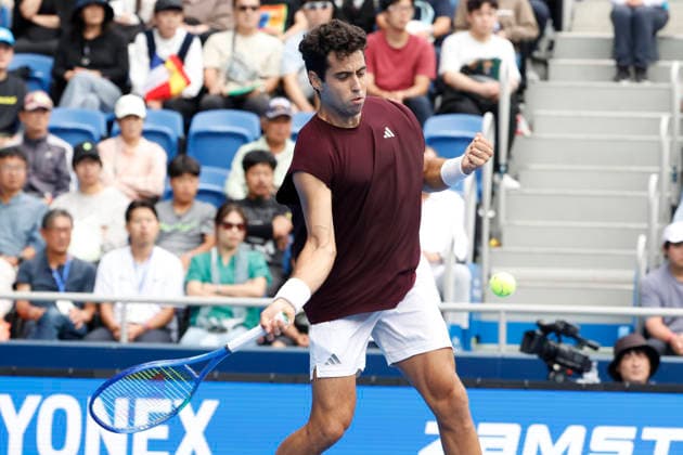 October 4, 2026, Tokyo, Japan: Jaume Munar (Spain) returns a shot against Kyrian Jacquet (France) during their Quarter-final match at the Kinoshita Group Japan Open Tennis Championships at Ariake Colosseum in Tokyo. The tournament runs from September 29 to October 6. Munar won 6-4, 6-2. Tennis 2026:Jaume Munar Battles Kyrian Jacquet In Japan Open - ZUMAm191 20261004_aap_m191_017 Copyright: xRodrigoxReyesxMarinx