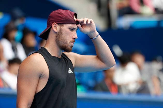 October 4, 2026, Tokyo, Japan: Kyrian Jacquet (France) reacts against Jaume Munar (Spain) during their Quarter-final match at the Kinoshita Group Japan Open Tennis Championships at Ariake Colosseum in Tokyo. The tournament runs from September 29 to October 6. Munar won 6-4, 6-2. Tokyo Japan - ZUMAm191 20261004_aap_m191_026 Copyright: xRodrigoxReyesxMarinx