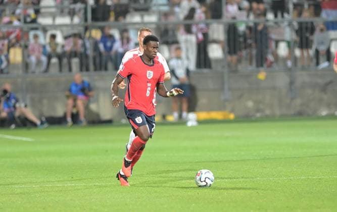 UEFA Nations League League A, Group C, Round 3, 2026–27, soccer match between Croatia and England, Dean Sculac Rujevica Stadium, Rijeka, Croatia, October 3, 2026: Marc Guahi of England, number 6, seen in action during the UEFA Nations League League A, Group C, Round 3, 2026–27, soccer match between Croatia and England at Dean Sculac Rujevica Stadium, Rijeka, Croatia, October 3, 2026 Copyright: xBEAUTIFULxSPORTS Stanusicx