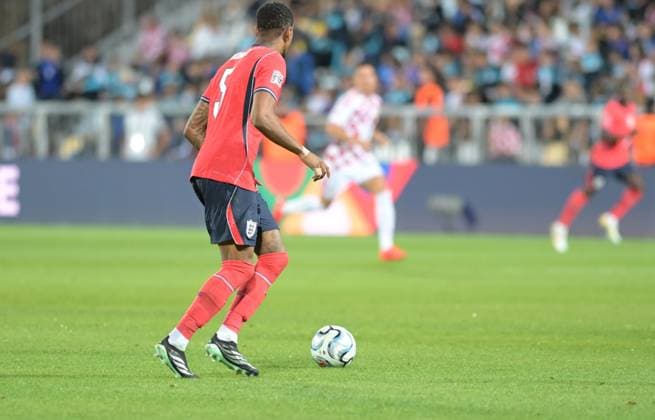 UEFA Nations League League A, Group C, Round 3, 2026–27, soccer match between Croatia and England, Dean Sculac Rujevica Stadium, Rijeka, Croatia, October 3, 2026: Ezri Konsa of England (No. 5) in action during the UEFA Nations League League A, Group C, Round 3, 2026–27, soccer match between Croatia and England at Dean Sculac Rujevica Stadium, Rijeka, Croatia, October 3, 2026 Copyright: xBEAUTIFULxSPORTS Stanusicx
