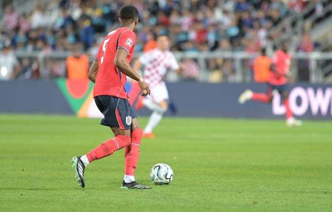UEFA Nations League League A, Group C, Round 3, 2026–27, soccer match between Croatia and England, Dean Sculac Rujevica Stadium, Rijeka, Croatia, October 3, 2026: Ezri Konsa of England (No. 5) in action during the UEFA Nations League League A, Group C, Round 3, 2026–27, soccer match between Croatia and England at Dean Sculac Rujevica Stadium, Rijeka, Croatia, October 3, 2026 Copyright: xBEAUTIFULxSPORTS Stanusicx