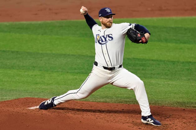 October 3, 2026, St. Petersburg, Florida, USA: Tampa Bay Rays starting pitcher Drew Rasmussen (57) delivers a pitch during the third inning of game one of the ALDS for the 2026 MLB, Baseball Herren, USA Playoffs against the New York Yankees on October 3, 2026 at Tropicana Field. The Rays beat the Yankees 1-0. St. Petersburg USA - ZUMAh180 20261003_zsp_h180_068 Copyright: xKimxHukarix