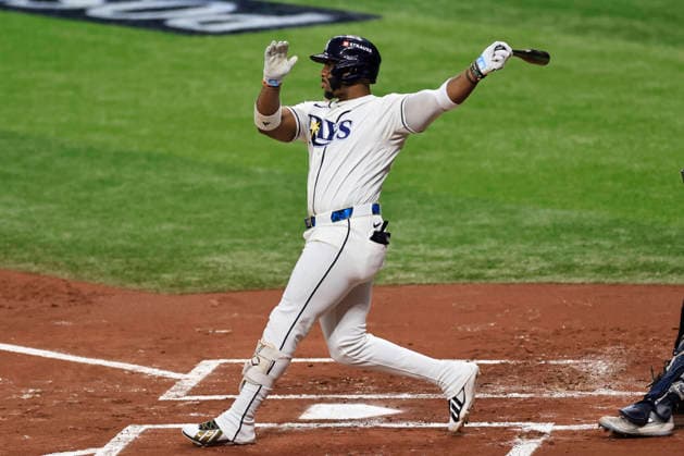 October 3, 2026, St. Petersburg, Florida, USA: Tampa Bay Rays designated hitter Yandy DoÂ­az (2) singles to right field during the first inning of game one of the ALDS for the 2026 MLB, Baseball Herren, USA Playoffs against the New York Yankees on October 3, 2026 at Tropicana Field. The Rays beat the Yankees 1-0. St. Petersburg USA - ZUMAh180 20261003_zsp_h180_061 Copyright: xKimxHukarix