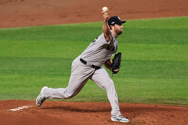 October 3, 2026, St. Petersburg, Florida, USA: New York Yankees starting pitcher Gerrit Cole (45) delivers a pitch during the second inning of game one of the ALDS for the 2026 MLB, Baseball Herren, USA Playoffs against the Tampa Bay Rays on October 3, 2026 at Tropicana Field. The Rays beat the Yankees 1-0. St. Petersburg USA - ZUMAh180 20261003_zsp_h180_056 Copyright: xKimxHukarix