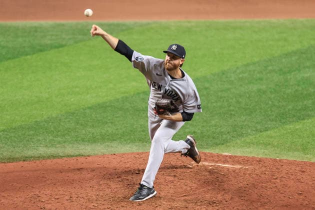 October 3, 2026, St. Petersburg, Florida, USA: New York Yankees pitcher Paul Blackburn (58) delivers a pitch in the eighth inning of game one of the ALDS for the 2026 MLB, Baseball Herren, USA Playoffs against the Tampa Bay Rays on October 3, 2026 at Tropicana Field. The Rays beat the Yankees 1-0. St. Petersburg USA - ZUMAh180 20261003_zsp_h180_088 Copyright: xKimxHukarix
