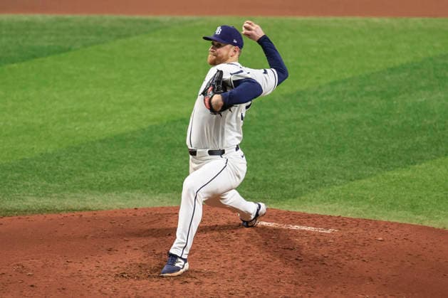 October 3, 2026, St. Petersburg, Florida, USA: Tampa Bay Rays starting pitcher Drew Rasmussen (57) delivers a pitch in the fourth inning of game one of the ALDS for the 2026 MLB, Baseball Herren, USA Playoffs against the New York Yankees on October 3, 2026 at Tropicana Field. The Rays beat the Yankees 1-0. St. Petersburg USA - ZUMAh180 20261003_zsp_h180_084 Copyright: xKimxHukarix
