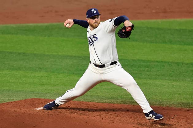 October 3, 2026, St. Petersburg, Florida, USA: Tampa Bay Rays starting pitcher Drew Rasmussen (57) delivers a pitch during the third inning of game one of the ALDS for the 2026 MLB, Baseball Herren, USA Playoffs against the New York Yankees on October 3, 2026 at Tropicana Field. The Rays beat the Yankees 1-0. St. Petersburg USA - ZUMAh180 20261003_zsp_h180_038 Copyright: xKimxHukarix