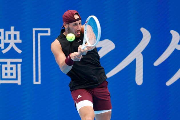 October 4, 2026, Tokyo, Japan: Kyrian Jacquet (France) returns a shot against Jaume Munar (Spain) during their Quarter-final match at the Kinoshita Group Japan Open Tennis Championships at Ariake Colosseum in Tokyo. The tournament runs from September 29 to October 6. Munar won 6-4, 6-2. Tokyo Japan - ZUMAm191 20261004_aap_m191_036 Copyright: xRodrigoxReyesxMarinx