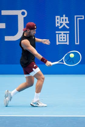 October 4, 2026, Tokyo, Japan: Kyrian Jacquet (France) returns a shot against Jaume Munar (Spain) during their Quarter-final match at the Kinoshita Group Japan Open Tennis Championships at Ariake Colosseum in Tokyo. The tournament runs from September 29 to October 6. Munar won 6-4, 6-2. Tokyo Japan - ZUMAm191 20261004_aap_m191_024 Copyright: xRodrigoxReyesxMarinx