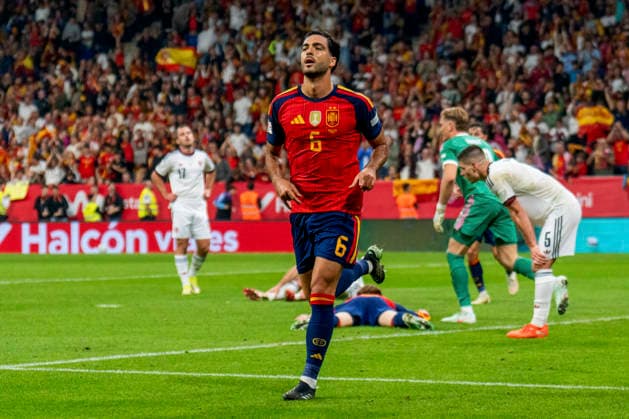SOCCER- The UEFA Nations League 2026 27 group phase match between Spain and Czech Republic at Carlos Tartiere Stadium on October 03, 2026 in Oviedo, Spain. Mikel Merino of Spain celebrates his goal during the UEFA Nations League 2026 27 group phase match between Spain and Czech Republic at Carlos Tartiere Stadium on October 03, 2026 in Oviedo, Spain. Oviedo Asturias Spain EDITORIAL USE ONLY Copyright: xx SENIS-CEBOLLAx xALFAQUIx dpphotos202335