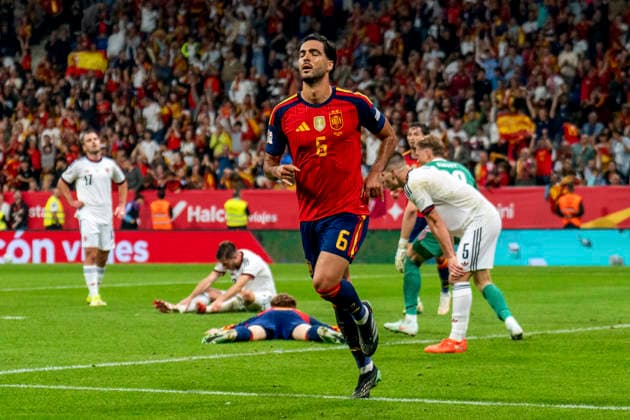 SOCCER- The UEFA Nations League 2026 27 group phase match between Spain and Czech Republic at Carlos Tartiere Stadium on October 03, 2026 in Oviedo, Spain. Mikel Merino of Spain celebrates his goal during the UEFA Nations League 2026 27 group phase match between Spain and Czech Republic at Carlos Tartiere Stadium on October 03, 2026 in Oviedo, Spain. Oviedo Asturias Spain EDITORIAL USE ONLY Copyright: xx SENIS-CEBOLLAx xALFAQUIx dpphotos202336