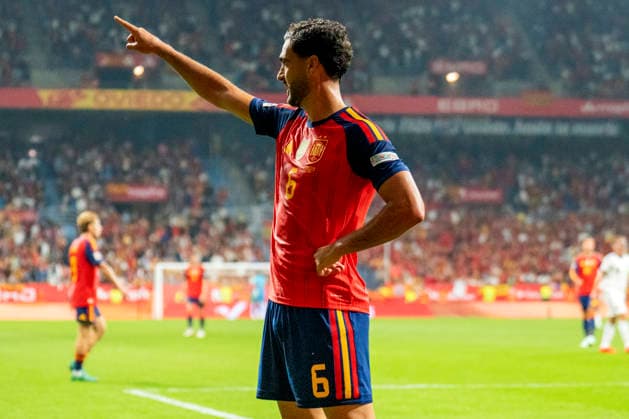 SOCCER- The UEFA Nations League 2026 27 group phase match between Spain and Czech Republic at Carlos Tartiere Stadium on October 03, 2026 in Oviedo, Spain. Mikel Merino of Spain celebrates his goal during the UEFA Nations League 2026 27 group phase match between Spain and Czech Republic at Carlos Tartiere Stadium on October 03, 2026 in Oviedo, Spain. Oviedo Asturias Spain EDITORIAL USE ONLY Copyright: xx SENIS-CEBOLLAx xALFAQUIx dpphotos202337
