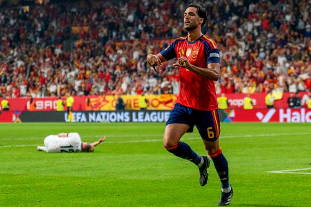 SOCCER- The UEFA Nations League 2026 27 group phase match between Spain and Czech Republic at Carlos Tartiere Stadium on October 03, 2026 in Oviedo, Spain. Mikel Merino of Spain celebrates his goal during the UEFA Nations League 2026 27 group phase match between Spain and Czech Republic at Carlos Tartiere Stadium on October 03, 2026 in Oviedo, Spain. Oviedo Asturias Spain EDITORIAL USE ONLY Copyright: xx SENIS-CEBOLLAx xALFAQUIx dpphotos202339
