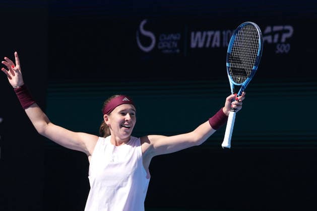 (261004) -- BEIJING, Oct. 4, 2026 -- Nikola Bartunkova celebrates after winning the women s singles third round match between Aryna Sabalenka of Belarus and Nikola Bartunkova of the Czech Republic at 2026 China Open tennis tournament in Beijing, China, Oct. 4, 2026. ) (SP)CHINA-BEIJING-TENNIS-CHINA OPEN-WOMEN S SINGLES(CN) JuxHuanzong 