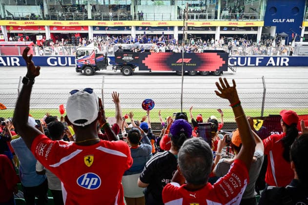 Driver Parade during Raceday of Saturday of Formula 1 Gulf Air Bahrain Grand Prix in Malaysia 2026 at Sepang International Circuit in Sepang, Malaysia. Round 16 of 23 of the 2026 FIA Formula One World Championship, WM, Weltmeisterschaft held October 2-4, 2026. The race was relocated from Bahrain to Malaysia and held at Sepang International Circuit. Formula 1 Gulf Air Bahrain Grand Prix in Malaysia 2026 - Round 16 of 23 - Sepang International Circuit, Sepang, Malaysia F1-2026-R04-BHR