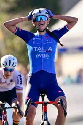 UEC 2026 Road European Championships Ljubljana 04 10 2026 LJUBLJANA, SLOVENIA - OCTOBER 04 : Ballan Azzurra (ITA) wins in front of Lestrade Morgane (FRA) during the Women Junior cycling road race at the 2026 UEC Road European Championships, an UCI Continental Championships cycling race of 66,3 km with start and finish in Sencur on October 4, 2026 in Ljubljana, Slovenia, 04 10 2026 Ljubljana Slovenia  Copyright: xJanxDexMeuleneirx