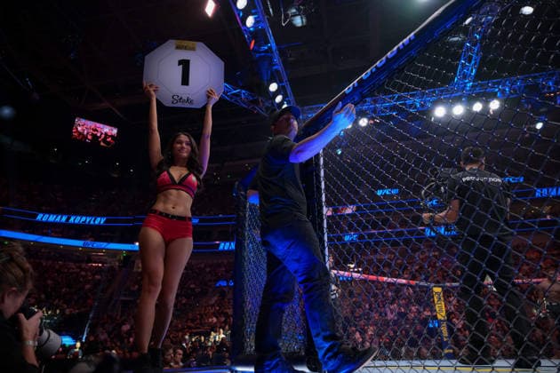 October 3, 2026, Salt Lake City, Utah, USA: ROMAN KOPYLOV defeated ATEBA GAUTIER by TKO (strikes) at 3:12 of Round 1 during UFC 332 at the Delta Arena in Utah. Salt Lake City USA - ZUMAo117 20261003_zsp_o117_121 Copyright: xMikaelxOnax