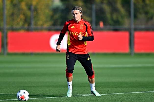 France v Belgium - UEFA Nations League 2026 Media Activities 04 10 2026 TUBIZE, BELGIUM - OCTOBER 04 : Godts Mika forward of Belgium pictured during a training session ahead of the UEFA Nations League tournament league phase matchday 4 group A1 match between France and Belgium on October 4, 2026 in Tubize, Belgium, 04 10 2026 Tubize Belgium Copyright: xTomasxSiskx
