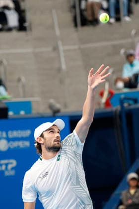 October 4, 2026, Tokyo, Japan: Valentin Vacherot (Monaco) serves against Arthur Fils (France) during their quarterfinal match at the Kinoshita Group Japan Open Tennis Championships at Ariake Colosseum in Tokyo. The tournament runs from September 29 to October 6. Vacherot won 7-5, 4-6, 6-4. Tokyo Japan - ZUMAm191 20261004_aap_m191_111 Copyright: xRodrigoxReyesxMarinx
