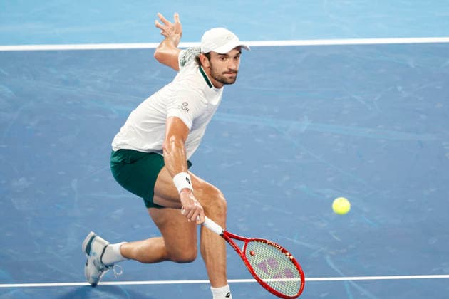 October 4, 2026, Tokyo, Japan: Valentin Vacherot (Monaco) returns a shot against Arthur Fils (France) during their quarterfinal match at the Kinoshita Group Japan Open Tennis Championships at Ariake Colosseum in Tokyo. The tournament runs from September 29 to October 6. Vacherot won 7-5, 4-6, 6-4. Tokyo Japan - ZUMAm191 20261004_aap_m191_109 Copyright: xRodrigoxReyesxMarinx