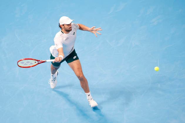 October 4, 2026, Tokyo, Japan: Valentin Vacherot (Monaco) returns a shot against Arthur Fils (France) during their quarterfinal match at the Kinoshita Group Japan Open Tennis Championships at Ariake Colosseum in Tokyo. The tournament runs from September 29 to October 6. Vacherot won 7-5, 4-6, 6-4. Tokyo Japan - ZUMAm191 20261004_aap_m191_097 Copyright: xRodrigoxReyesxMarinx